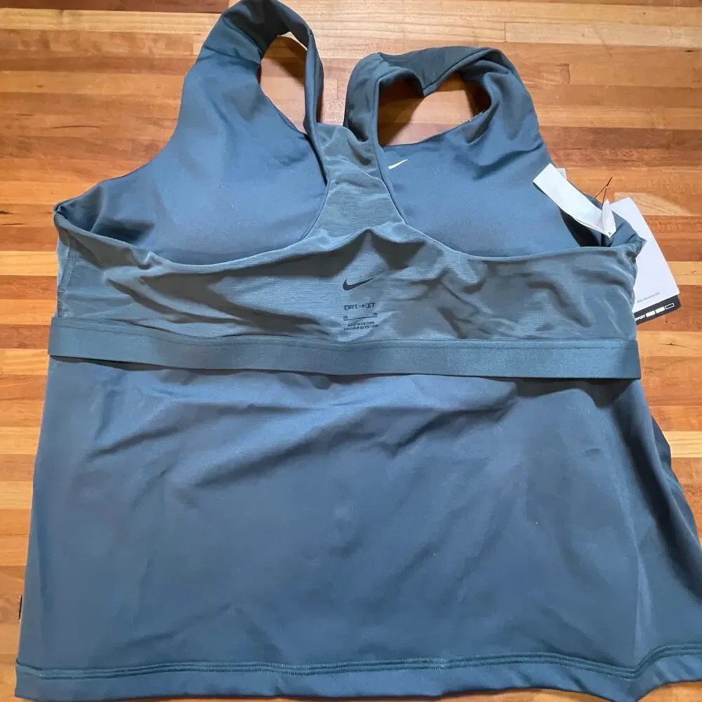 Nike Mid Support Padded Sports Bra Tank Top Deep Jungle 1X,runs big see below